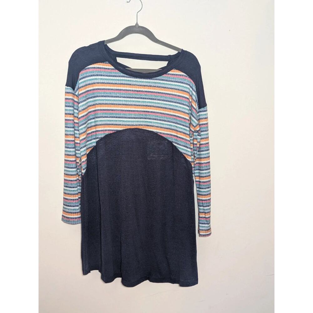 Umgee USA Striped Long Sleeve Dress with Crisscross Back Size Medium NWT